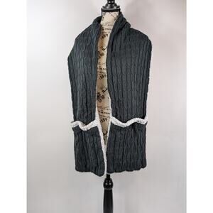 Sweater Scarf Pockets Dark Comfy Cable Knit Button Plush Shawl Book Winter Fall